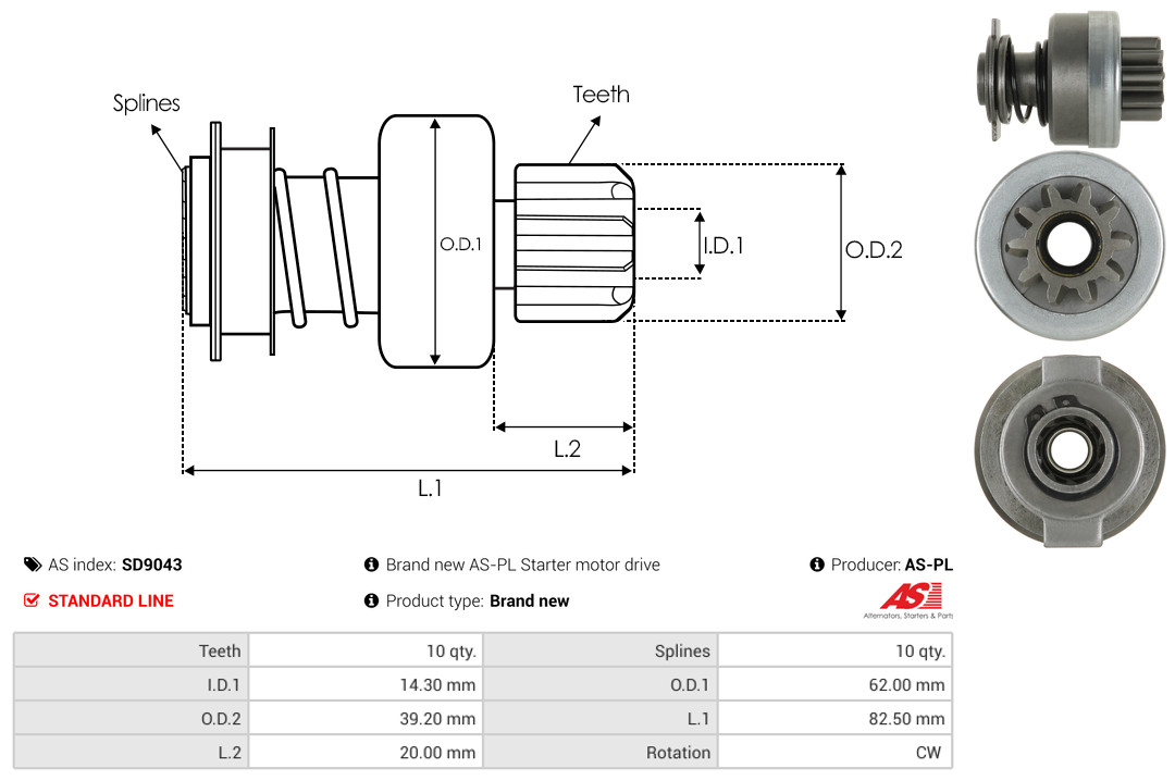 AS-PL Freilaufgetriebe, Starter Universal SD9043 Image