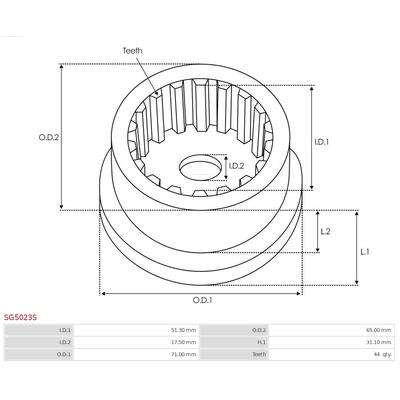 AS-PL Reparatursatz, Starter Universal 65,00mm SG5023S Image