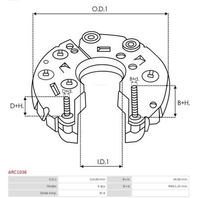 AS-PL Gleichrichter, Generator Universal 114,00mm ARC1036 Image