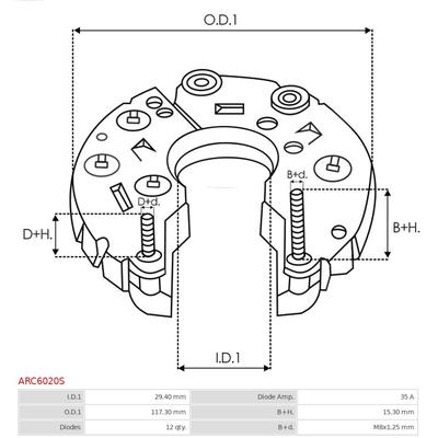 AS-PL Gleichrichter, Generator Universal 117,30mm ARC6020S Image