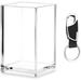 Acrylic Pen Holder for Desk - Includes Metal Keychain â€“ Acrylic Pencil Holder Clear Makeup Brush Holder â€“ Acrylic Desk Accessories Stationery Organizer for Office Desk Accessory - 1-Piece 2.6x2.6x4