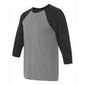 Bella-Canvas C3200 Unisex 0.75 Sleeve Baseball T-Shirt Grey and Charcoal-Black Triblend Small