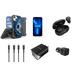 Accessories Bundle for iPhone 14 Case - Heavy Duty Rugged Protector Cover (Army Camo) Belt Holster Clip Screen Protectors Earbuds Car Charger UL Dual Wall Charger Lightning Cables