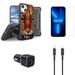 Accessories Bundle for iPhone 14 Case - Heavy Duty Rugged Protector Cover (Tiger) Belt Holster Clip Screen Protectors 30W Dual Car Charger USB-C to MFI Certified Lightning Cable