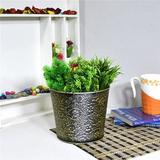 BBH Homes 4.5 x 6.7 x 6.7 in. Handmade 100 Percent Iron Round Modern Planters Pot Dusty Light Gold Coated