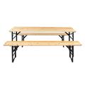 Ktaxon 6 Wooden Outdoor Folding Patio Camping Picnic Table Set with Bench
