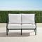 Carlisle Loveseat with Cushions in Onyx Aluminum - Standard, Resort Stripe Glacier - Frontgate