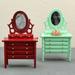Biplut 1:12 Miniature Dresser Mirror Drawer Design Stable Support Non-Fading Free Standing Dressing Table Model for Entertainment