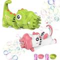 YouLoveIt 1/2 PCS Bubble Machine Toys Bubble Machine Gun Toys for Kids 10-Hole Bubble Maker Toy with Bubble Solution & Tray Bubble Machine for Boys Girls Tiger/Dinosaur/Unicorn Bubble Gun