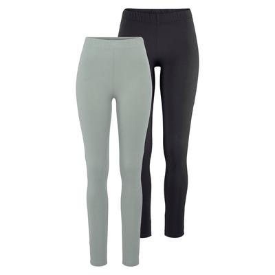 Leggings BOYSEN'S, Damen, Gr. 34 (XS), N-Gr, grün (schwarz, salbei), Jersey, Obermaterial: 95% Baumwolle, 5% Elasthan, unifarben, Basic, sehr figurbetont knöchellang, Hosen, mit Baumwolle NEUE FARBE Image