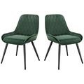 ELIGHTRY Set of 2 Dining Kitchen Chairs Lounge Living Room Corner Chairs With Metal Legs Velvet Seat and Backrests,Green