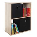 RICOO Bücherregal 2 Fächer 71 x 60 x 31cm schmales Regal Spannplatte aus Holz Eiche Sonoma braun WM111-ES, Standregal Büro Bücherregale, Regale & Ablagen Druckerständer, Druckerregal Aktenregal