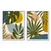 Bay Isle Home™ Tropical Bohemian Plant Leaves by Victoria Barnes - 2 Piece Graphic Art Set on in Blue/Brown/Green | 14 H x 22 W x 1.5 D in | Wayfair