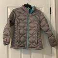 The North Face Jackets & Coats | Girls Light Gray And Mint Green Thermoball Jacket Size 14-16. | Color: Gray | Size: 14g