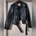 Levi's Jackets & Coats | Levi Strauss & Co Levi's Black Belted Faux Leather Moto Motorcycle Jacket Xl Nwt | Color: Black/Silver | Size: Xl