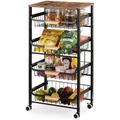 17 Stories 5 Tier Rolling Utility Cart Metal Pantry Cart Rack For Fruit Vegetable, Kitchen Cart w/ Storage & Wheels | Wayfair