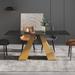 71" Luxury Marble Dining Table, Rectangular Sintered Stone Top and Carbon Steel Pedestal