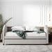Full Size Rivets Curbed Arms Daybed Upholstered Sofa Bed with Trundle for Small Bedroom City Aprtment Dorm
