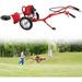 FETCOI 2-Stroke Push Lawn Mower Gas Powered 49CC Single-Cylinder Hand Push Lawn Mower with Wheels Height Adjustable Gas Powered Push Lawn Mower 1.8KW 6500-7000r/Min
