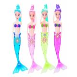 Gureui Waterproof LED Light Doll Creative Cartoon Kids Girls Mermaid Toy for Bath Spa Swimming Pool Color Random