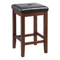 Bowery Hill 24.25 Solid Rubberwood Square Counter Stool in Mahogany (Set of 2)