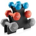 Philosophy Gym Neoprene Dumbbell Hand Weights with Stand 32 Lbs. 3 Lbs. 5 Lbs. 8 Lbs. Pairs