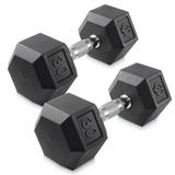 Philosophy Gym Rubber Coated Hex Dumbbell Hand Weights 30 lb Pair