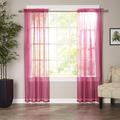 Mocassi Sheer Curtains Window Treatment Curtain Panels with Rod Pocket for Kitchen Bedroom and Living Room (60 x 84-inches Long Set of 2) Pink