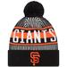 Men's New Era Black San Francisco Giants Striped Cuffed Knit Hat with Pom