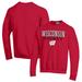 Men's Champion Red Wisconsin Badgers Stack Logo Hockey Powerblend Pullover Sweatshirt