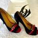 Nine West Shoes | Euc Nine West Black Shade Pumps With Animal Print &Red Faux Leather Details | Color: Black/Red | Size: 8