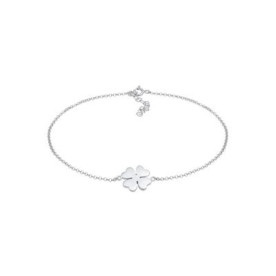 Elli Fußschmuck Kleeblatt Glücksymbol Talisman 925 Silber vergoldet silberfarben Damen Image