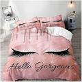 3D Printed Duvet Cover Luxury Rose Gold Glitter Bling Eyelash Makeup Glam Girly Bedding Set Pillowcases 200x200cm Double