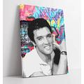 Elvis Presley Graffiti - Banksy Style Canvas Wall Art Print Picture - 32 inch wide x 47 inch high (Frame Depth 30mm)