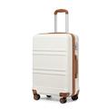 Kono Large 28 Inch Luggage Lightweight ABS Hard Shell Trolley Travel Case with TSA Lock and 4 Spinner Wheels Fashion Suitcase 2 Year Warranty Durable (28", Cream White)