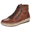 Schnürboots REMONTE, Damen, Gr. 45, braun (cognac), Leder, Lederimitat, sportlich, Schuhe, Plateau, Schnürstiefelette, Boots in Crash-Optik