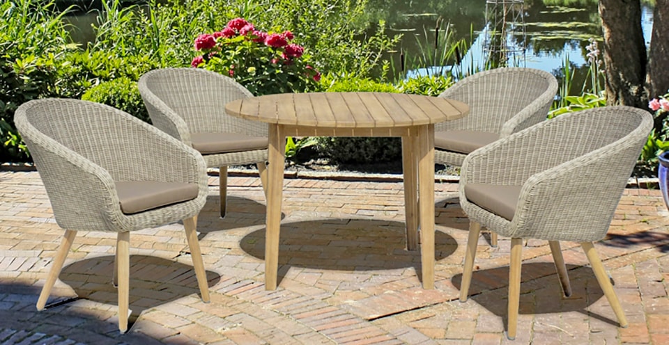 Garten-Essgruppe GARDEN PLEASURE "ARVADA", braun (hellbraun,), Sitzmöbel-Sets Image