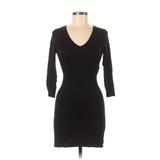 H&M Casual Dress - Bodycon V Neck 3/4 sleeves: Black Print Dresses - Women's Size Small