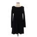 Alya Casual Dress - A-Line Scoop Neck Long sleeves: Black Print Dresses - Women's Size Medium