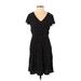 Old Navy Casual Dress - A-Line V Neck Short sleeves: Black Polka Dots Dresses - Women's Size X-Small