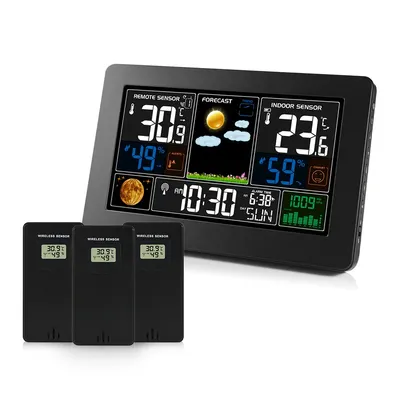 FanJu-Grande horloge murale électronique alarme numérique température humidité table prévision
