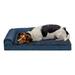 FurHaven Plush Fur & Almond Print Cooling Gel Top Deluxe L-Chaise Pet Bed Polyester/Memory Foam in Blue | 6.25 H x 12 W x 17 D in | Wayfair