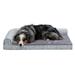 FurHaven Plush Fur & Almond Print Cooling Gel Top Deluxe L-Chaise Pet Bed Polyester/Memory Foam in Gray | 6.5 H x 12 W x 17 D in | Wayfair 84436097