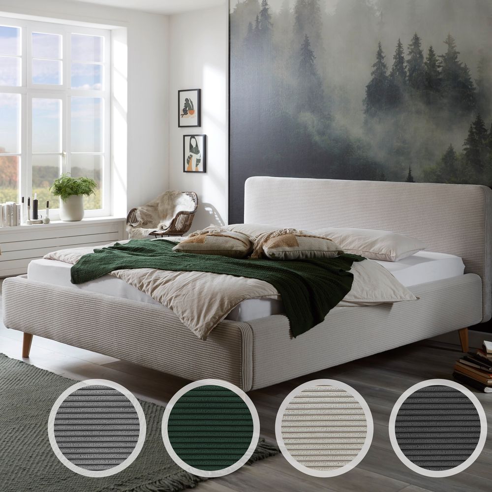 meise.möbel »Mattis« Polsterbett Cord mit Bettkasten 180x200 cm / beige / ohne Bettkasten