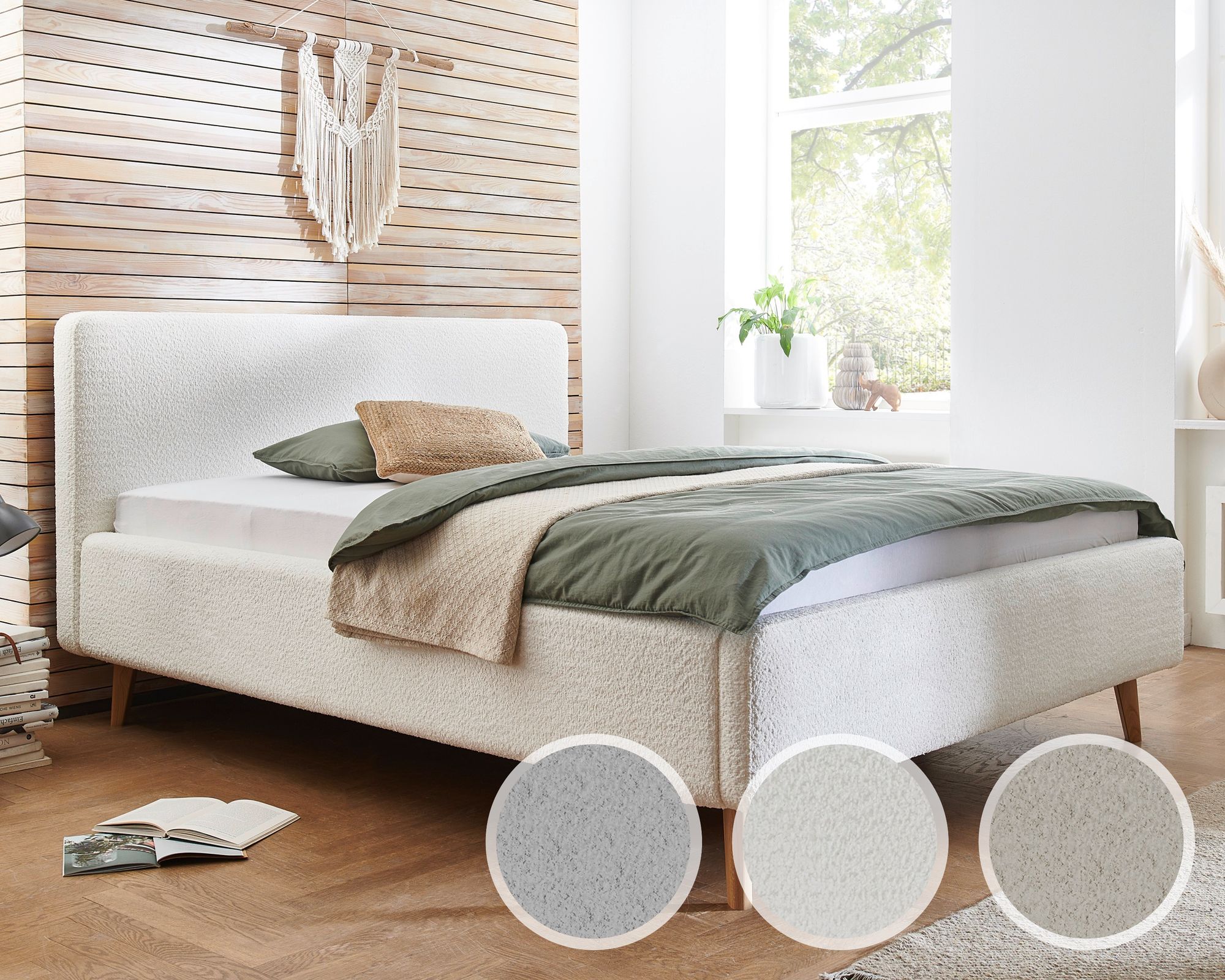 meise.möbel »Mattis« Polsterbett Teddy mit Bettkasten 180x200 cm / beige / mit Bettkasten