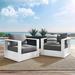 Tahoe Outdoor Patio Powder-Coated Aluminum Armchair Set by Modway Metal in Gray/White | Wayfair EEI-5751-WHI-CHA