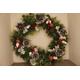 "18\" Christmas Wreath /Door Artificial Xmas Candy Stick, Snow Fern, Red Cherries, Red Glitter Balls, Red / White Baubles, Red / White Twists"