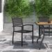 Steelside™ Norbury Stackable All-Weather Aluminum Patio Chairs w/ Faux Teak Slats Wood in Gray | 33.75 H x 22.5 W x 20.75 D in | Wayfair
