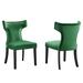 Curve Performance Velvet Dining Chairs by Modway Upholstered in Green | 35.5 H x 24.5 W x 20 D in | Wayfair EEI-5008-EME