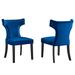 Curve Performance Velvet Dining Chairs by Modway Upholstered in Blue | 35.5 H x 24.5 W x 20 D in | Wayfair EEI-5008-NAV